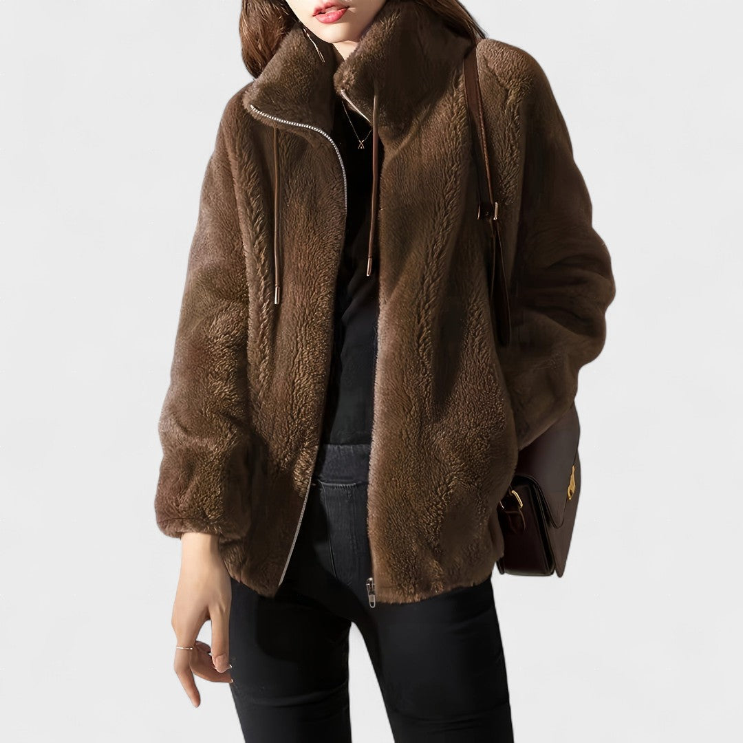 Elegant plyschjacka med zip-funktion