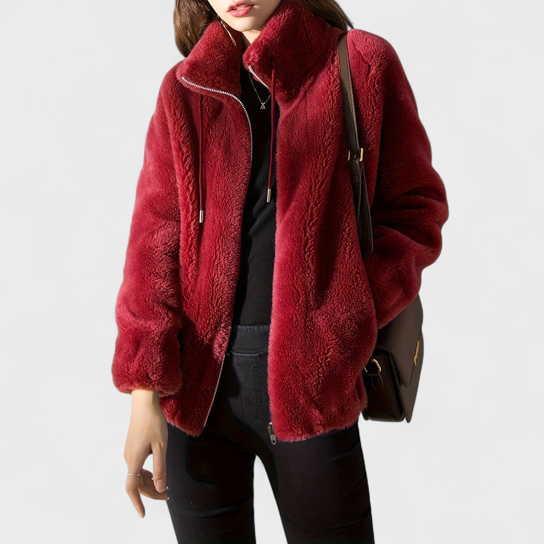 Elegant plyschjacka med zip-funktion