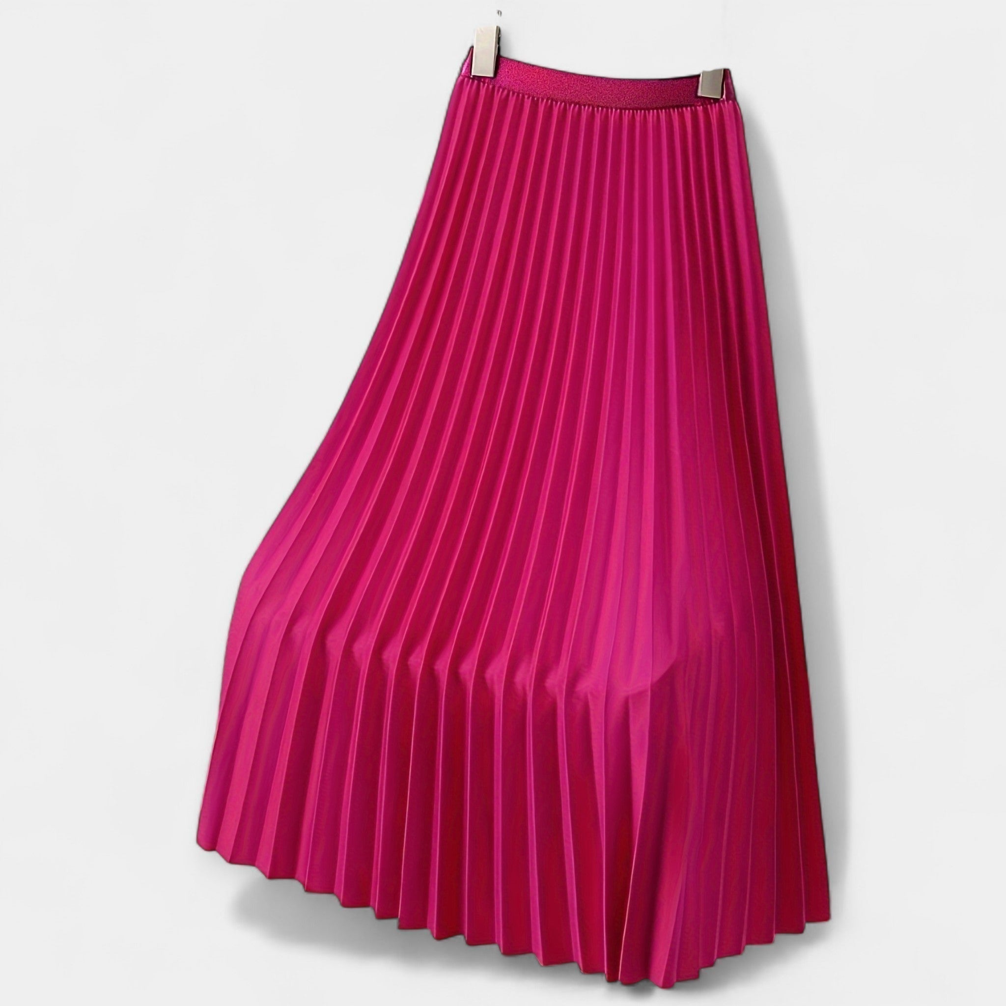 Karolína Elegant Lång Plisserad Satinkjol