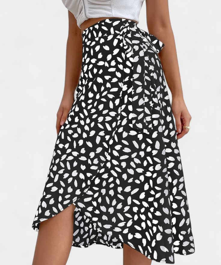 Boho-inspirerad asymmetrisk omlottkjol med mönster