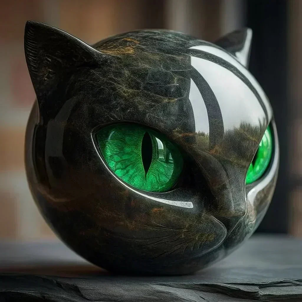 Svart katt - En mystisk skulptur av en katt i svart