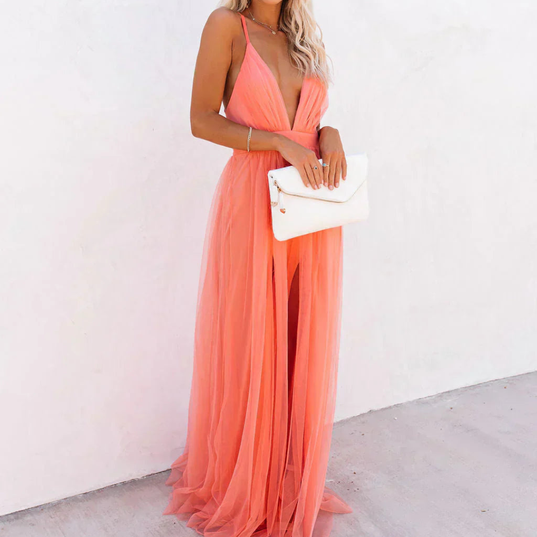 MARTA | Maxi Dress in Coral