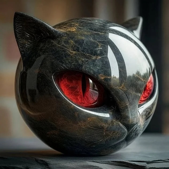 Svart katt - En mystisk skulptur av en katt i svart