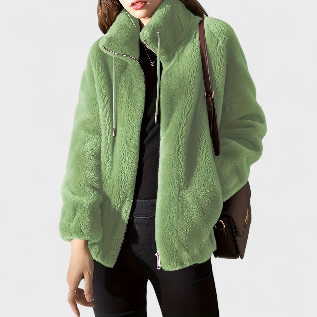 Elegant plyschjacka med zip-funktion