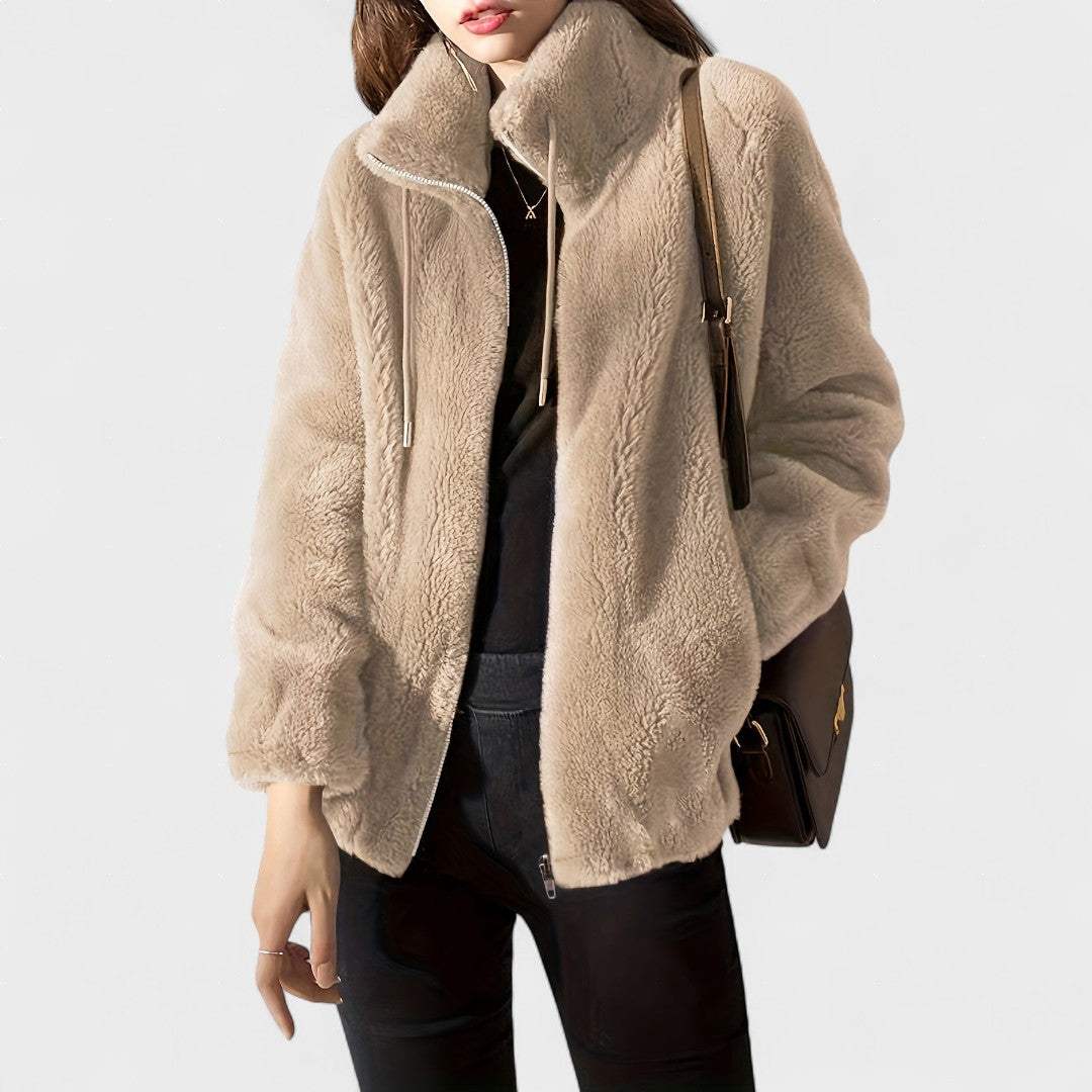 Elegant plyschjacka med zip-funktion