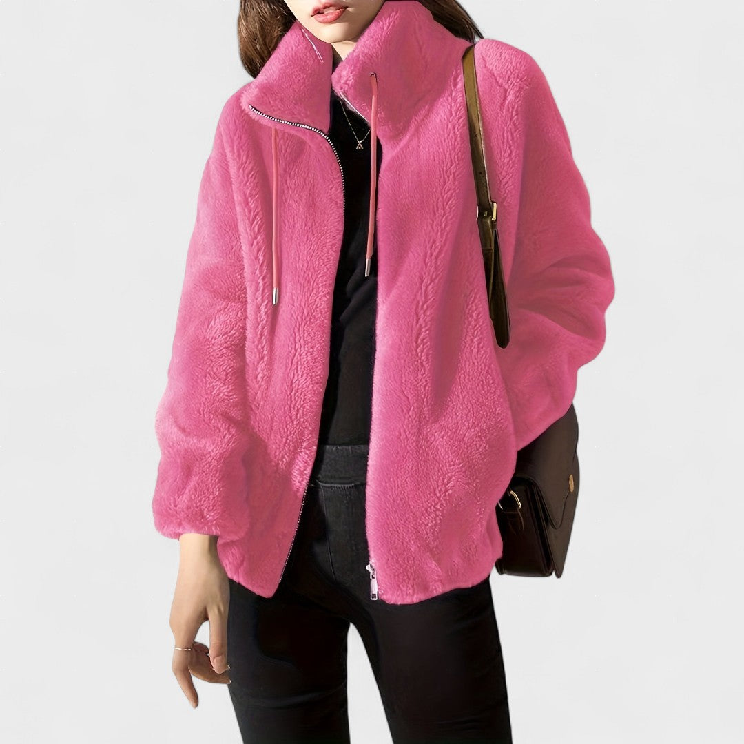 Elegant plyschjacka med zip-funktion