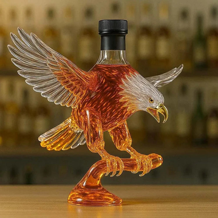 Vit örn-formad whiskyflaska