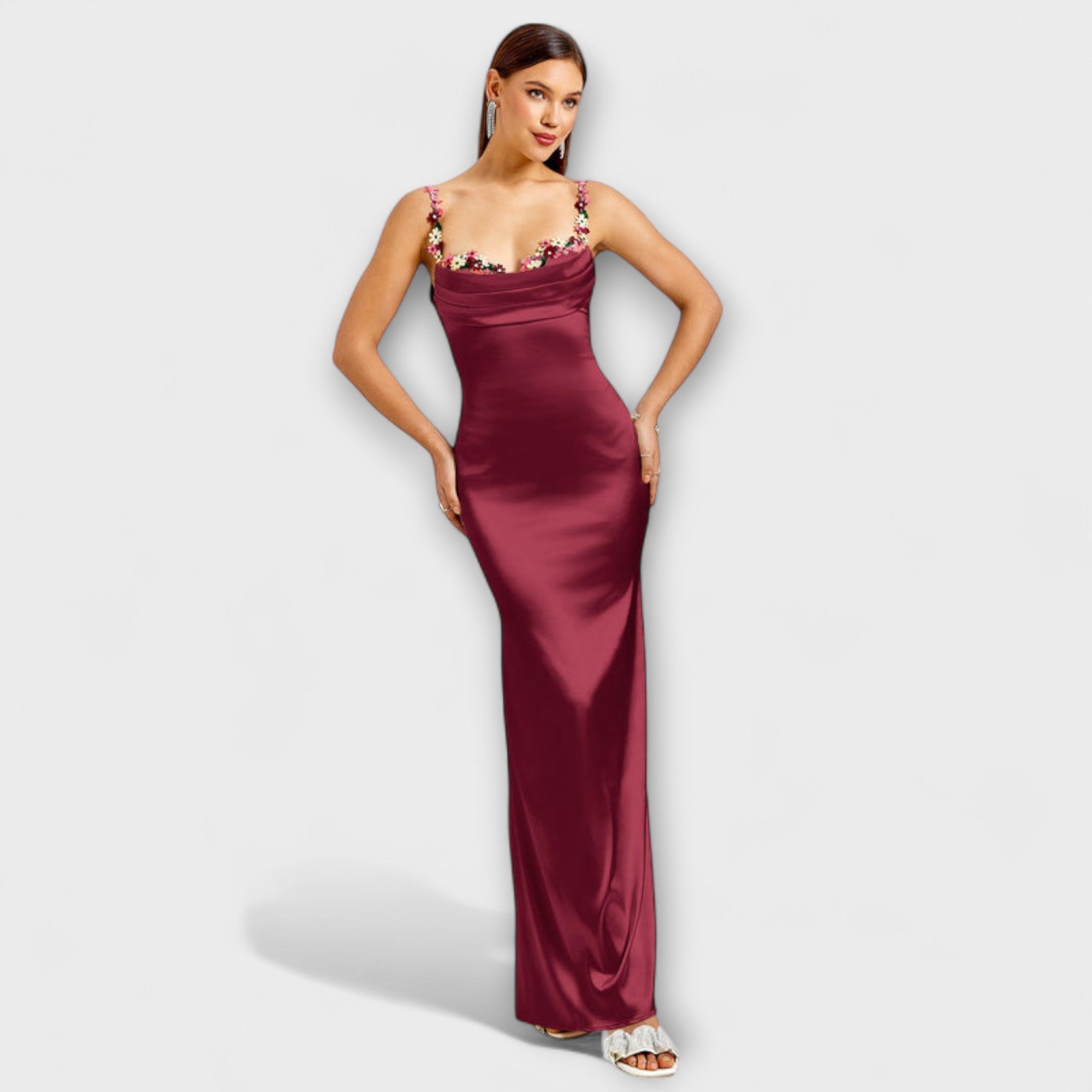 Satin Dress with Lace Back