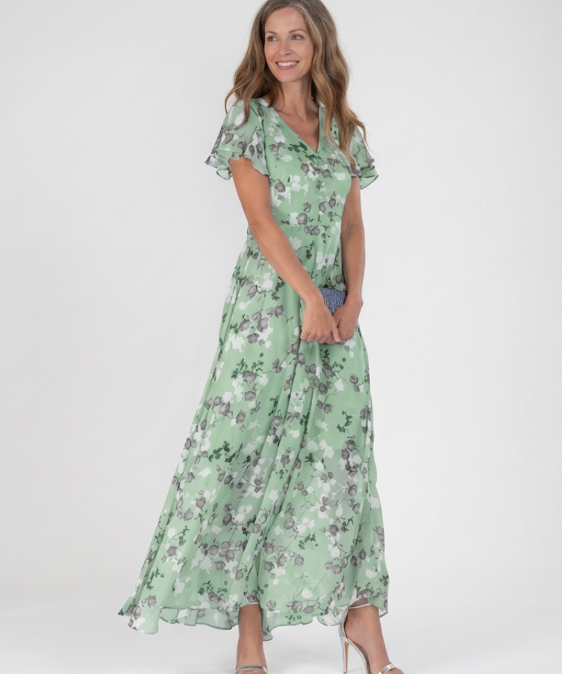 Noémie | Blommig Chiffong Maxi Klänning