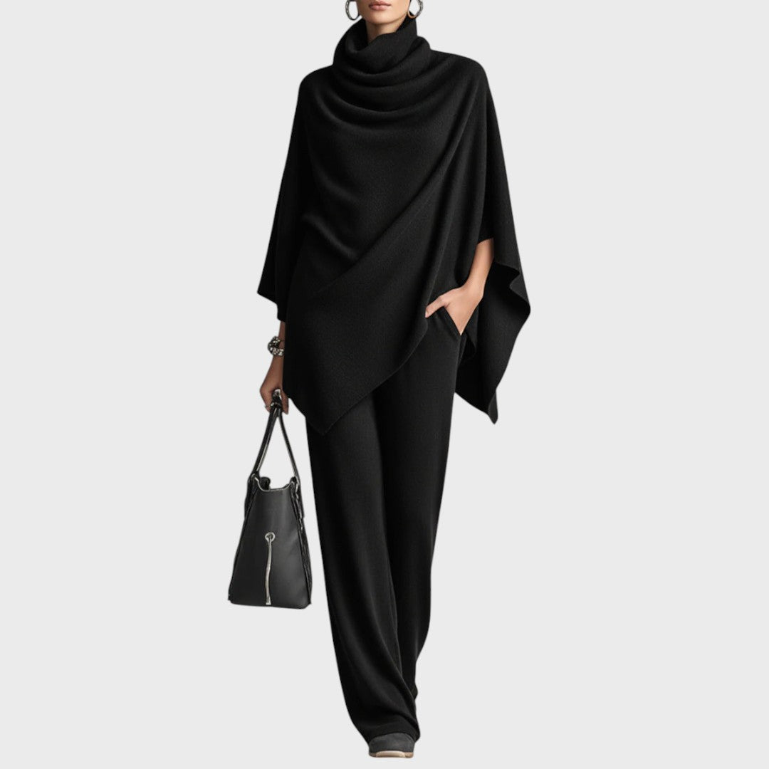 Poncho och vida byxor set