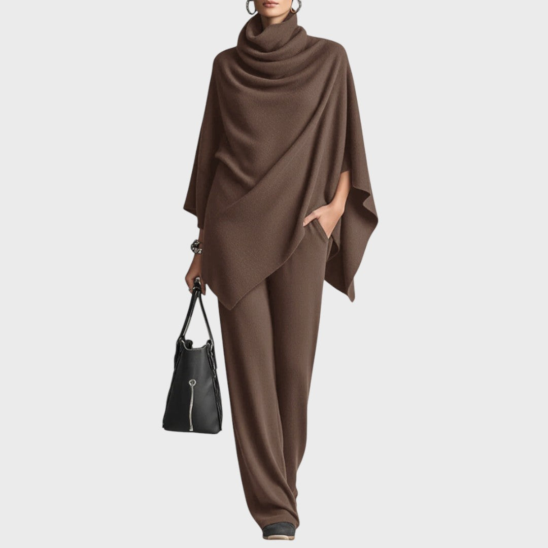 Poncho och vida byxor set