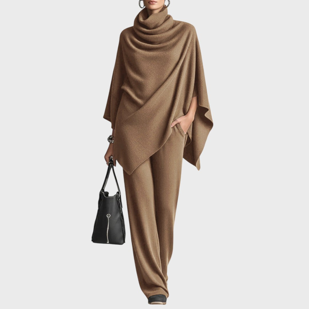 Poncho och vida byxor set