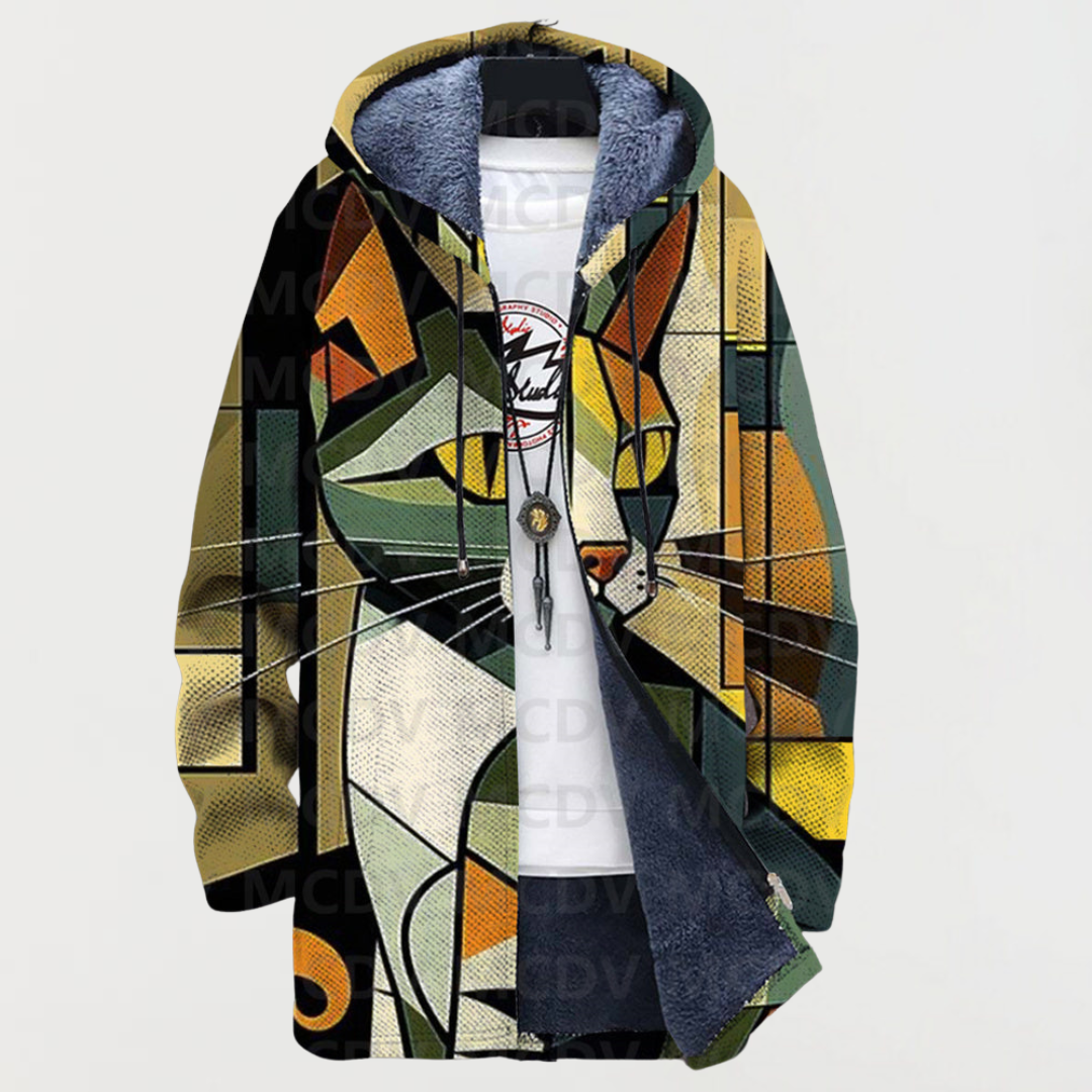 Emerson | Cardigan med Geometriskt Kattmönster
