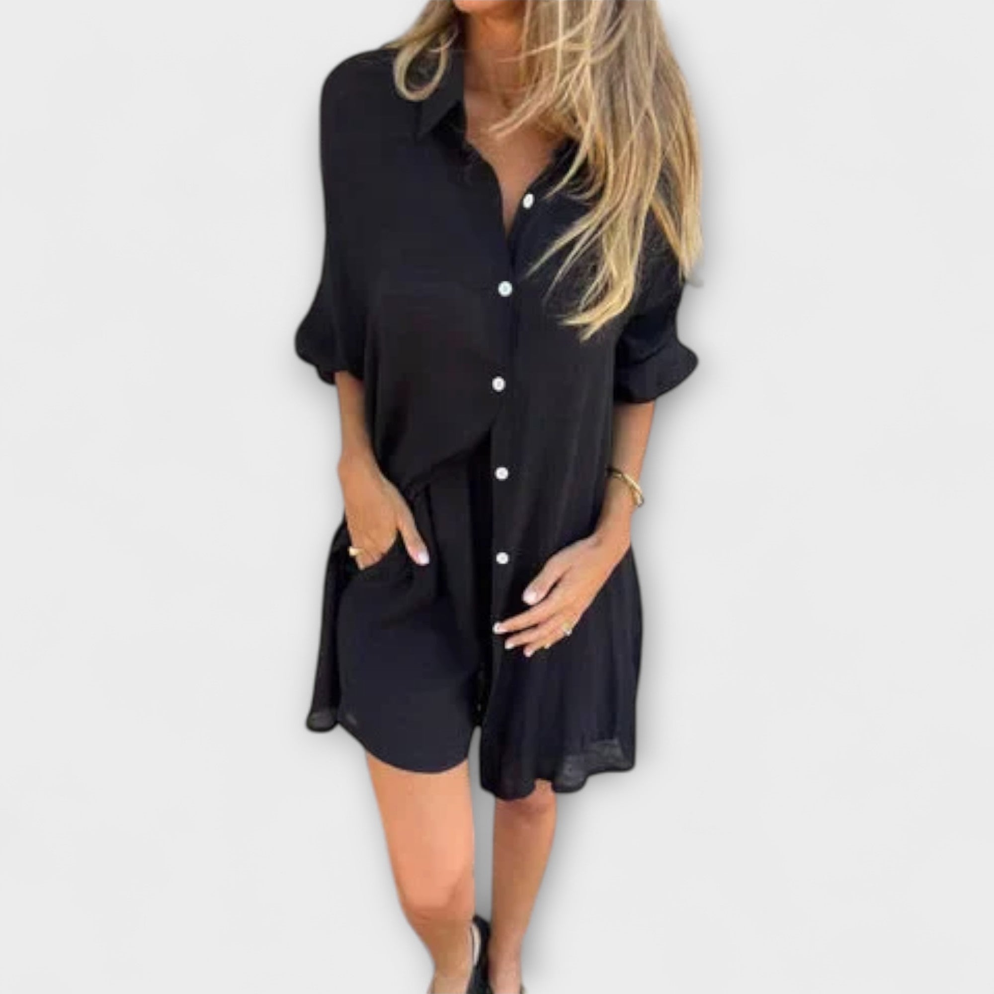 Linne Set med Skjorta och Shorts