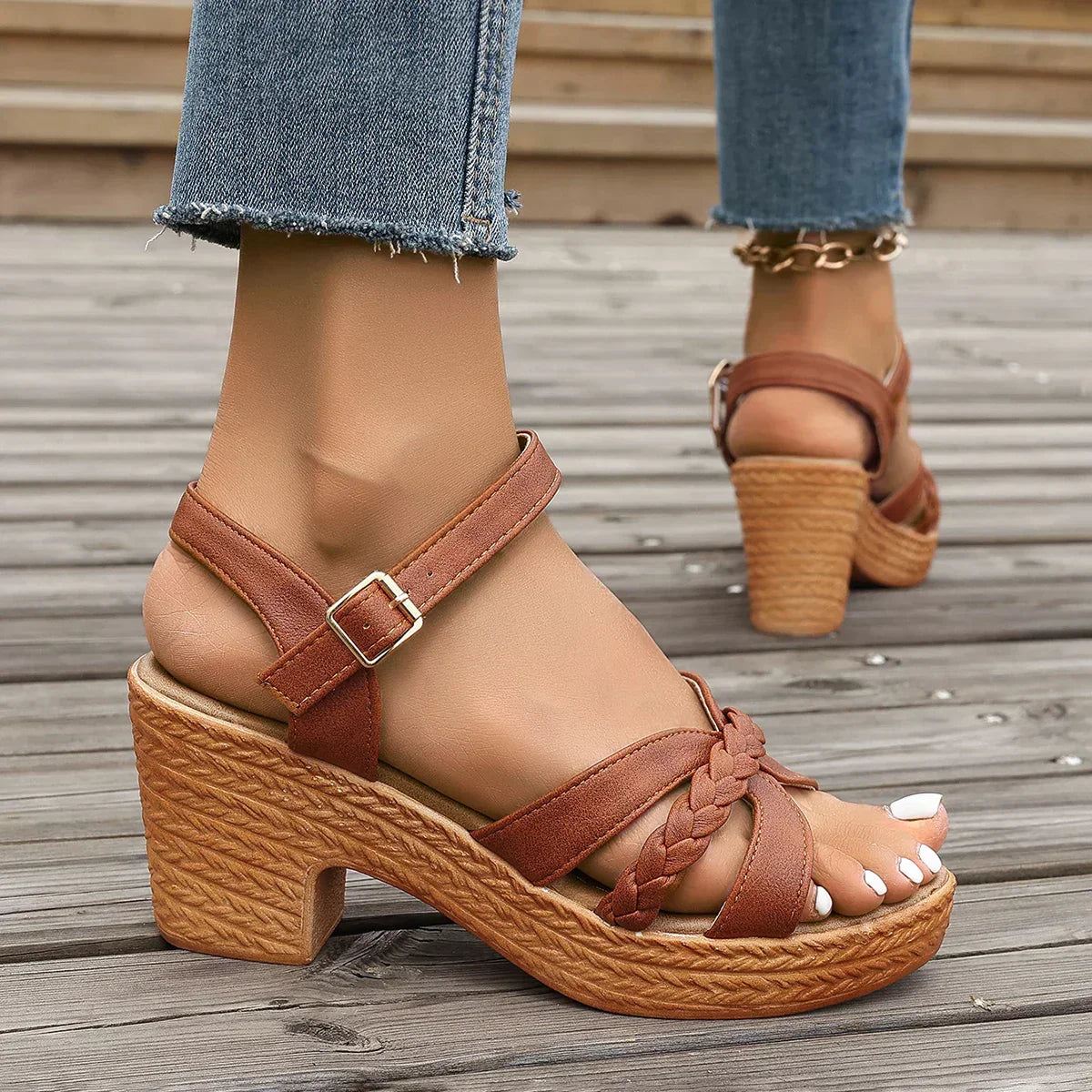 Gianna™ Klassiska Sandaler med Måttlig Klack