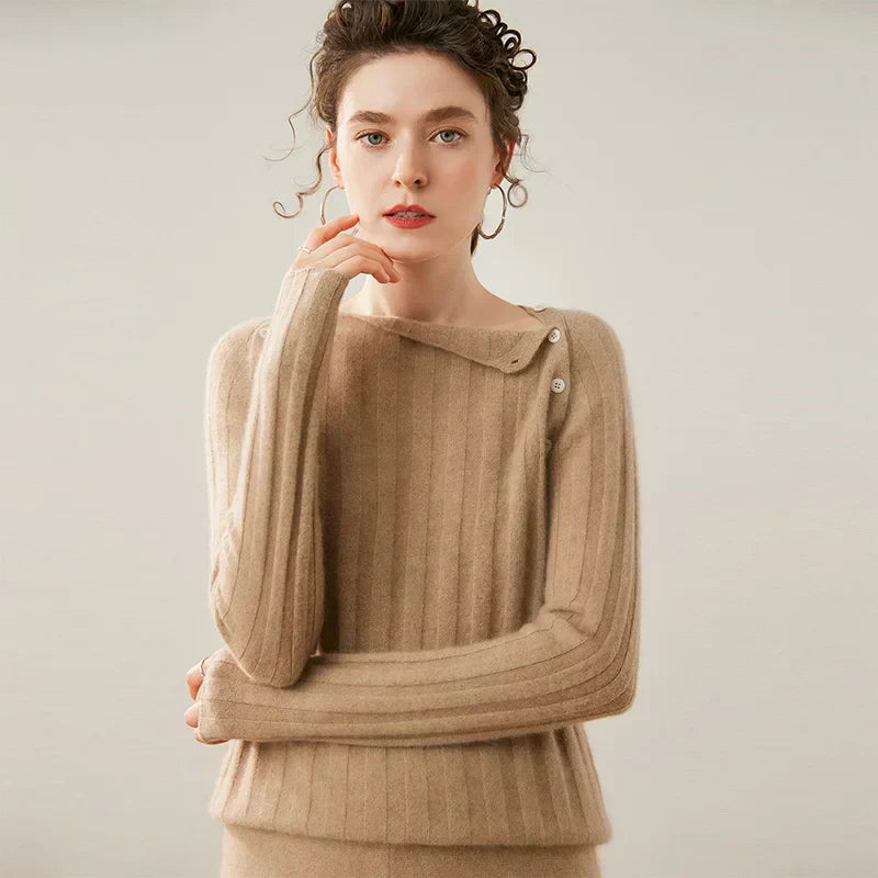 Maribel Cashmere Sweater with Buttons