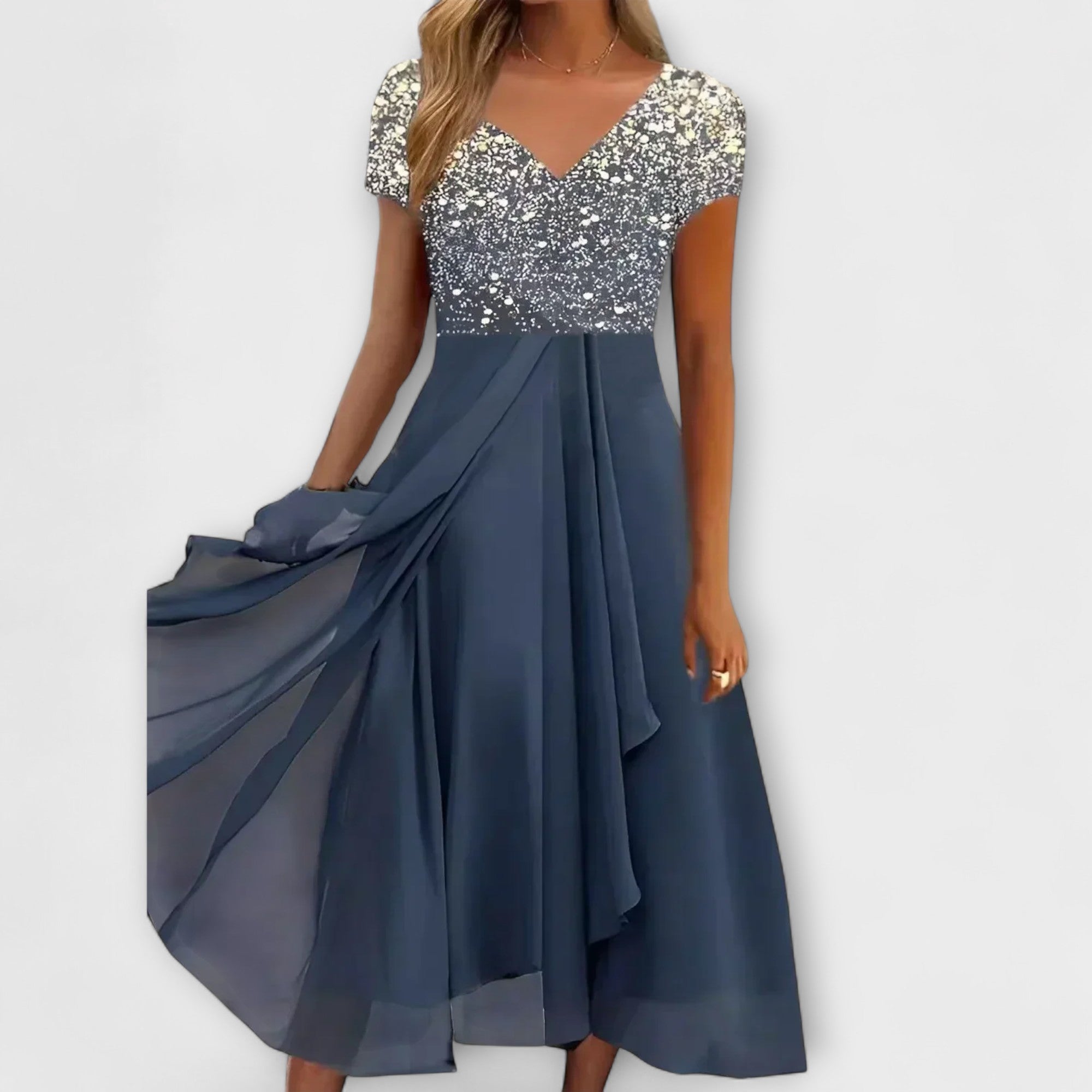 Chiffon kvällsklänning för kvinnor