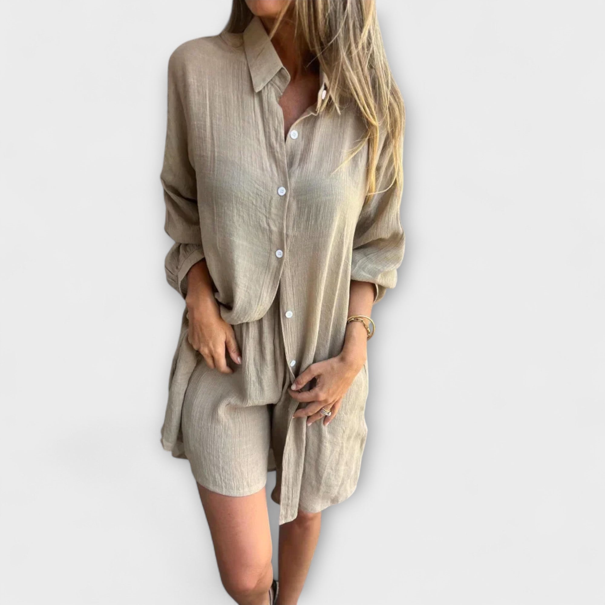 Linne Set med Skjorta och Shorts
