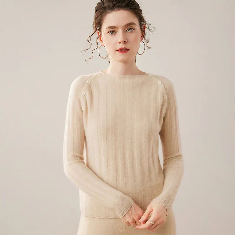 Maribel Cashmere Sweater with Buttons