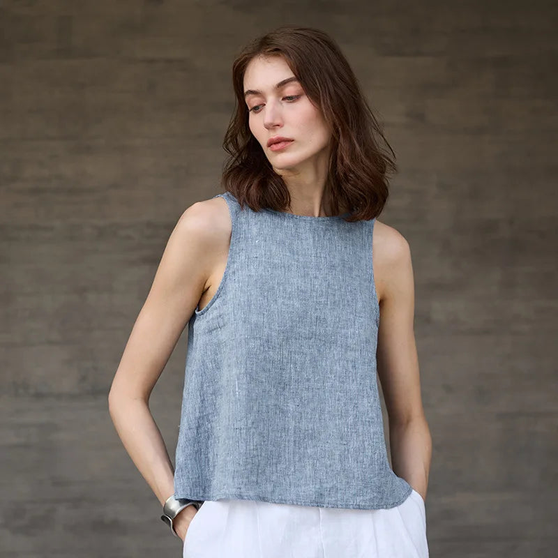 Vändbar chambray-väst