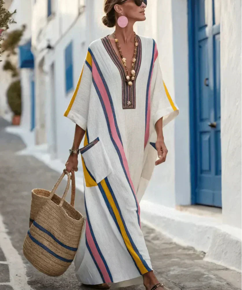 Madeleine | Maxi Dress with Three-Quarter Sleeves and V-Neck
