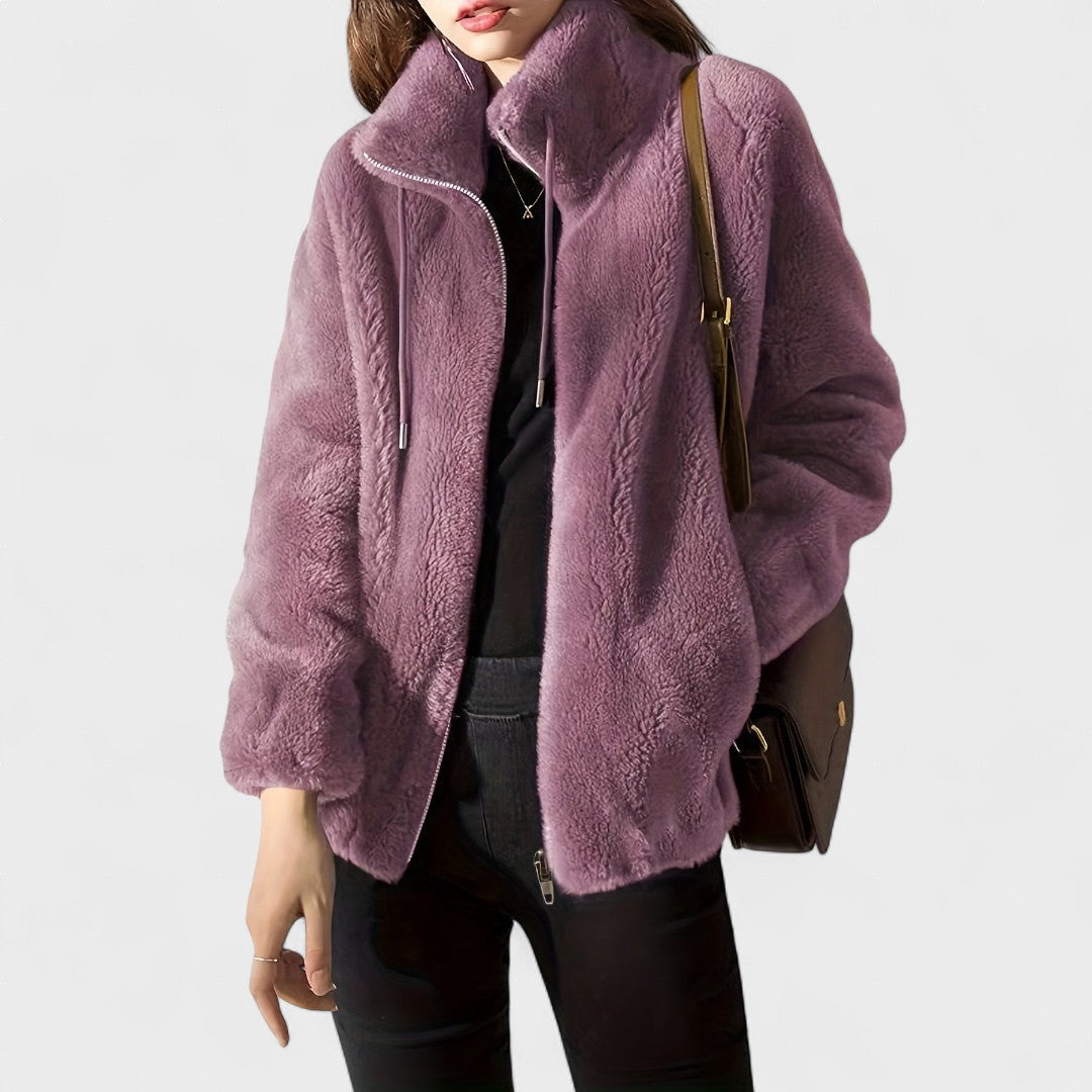 Elegant plyschjacka med zip-funktion