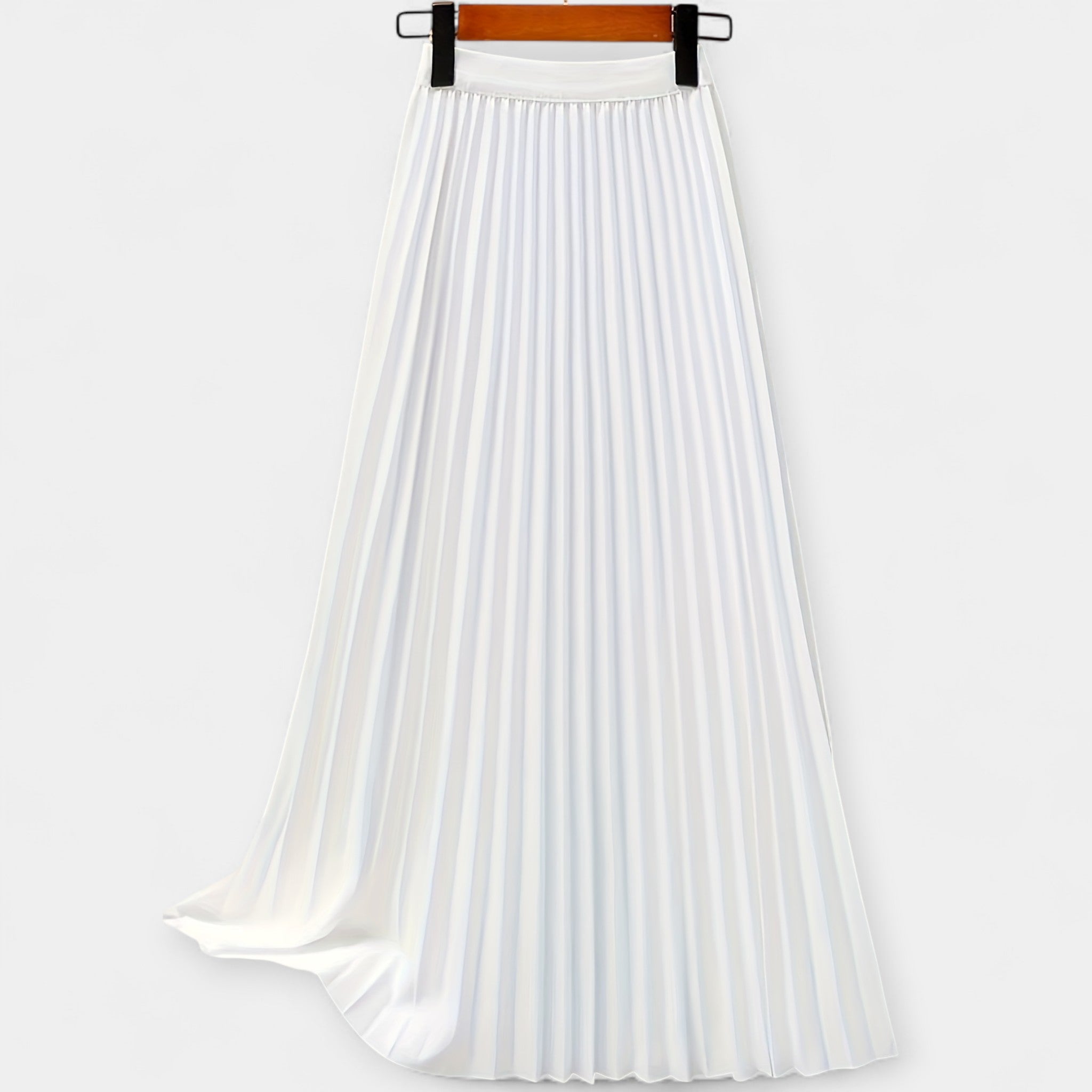 Karolína Elegant Lång Plisserad Satinkjol