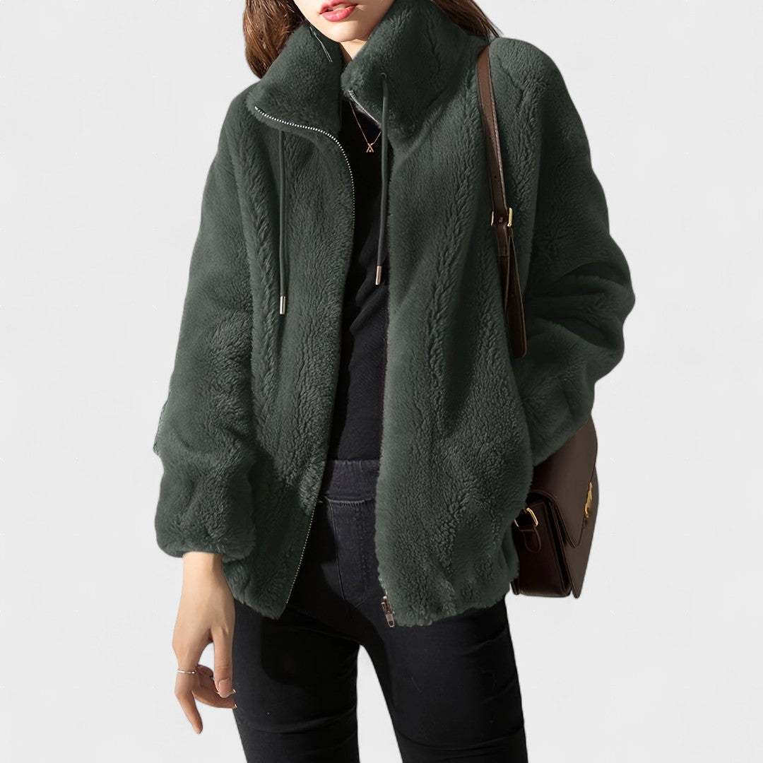Elegant plyschjacka med zip-funktion