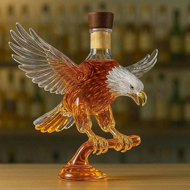 Vit örn-formad whiskyflaska