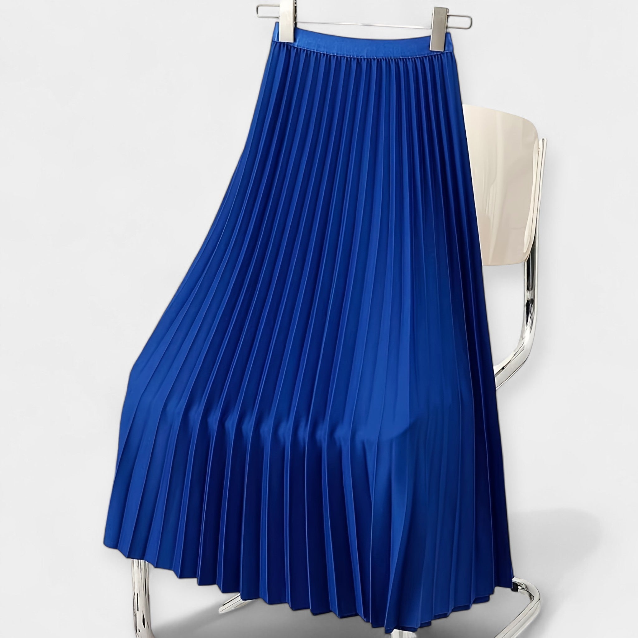 Karolína Elegant Lång Plisserad Satinkjol