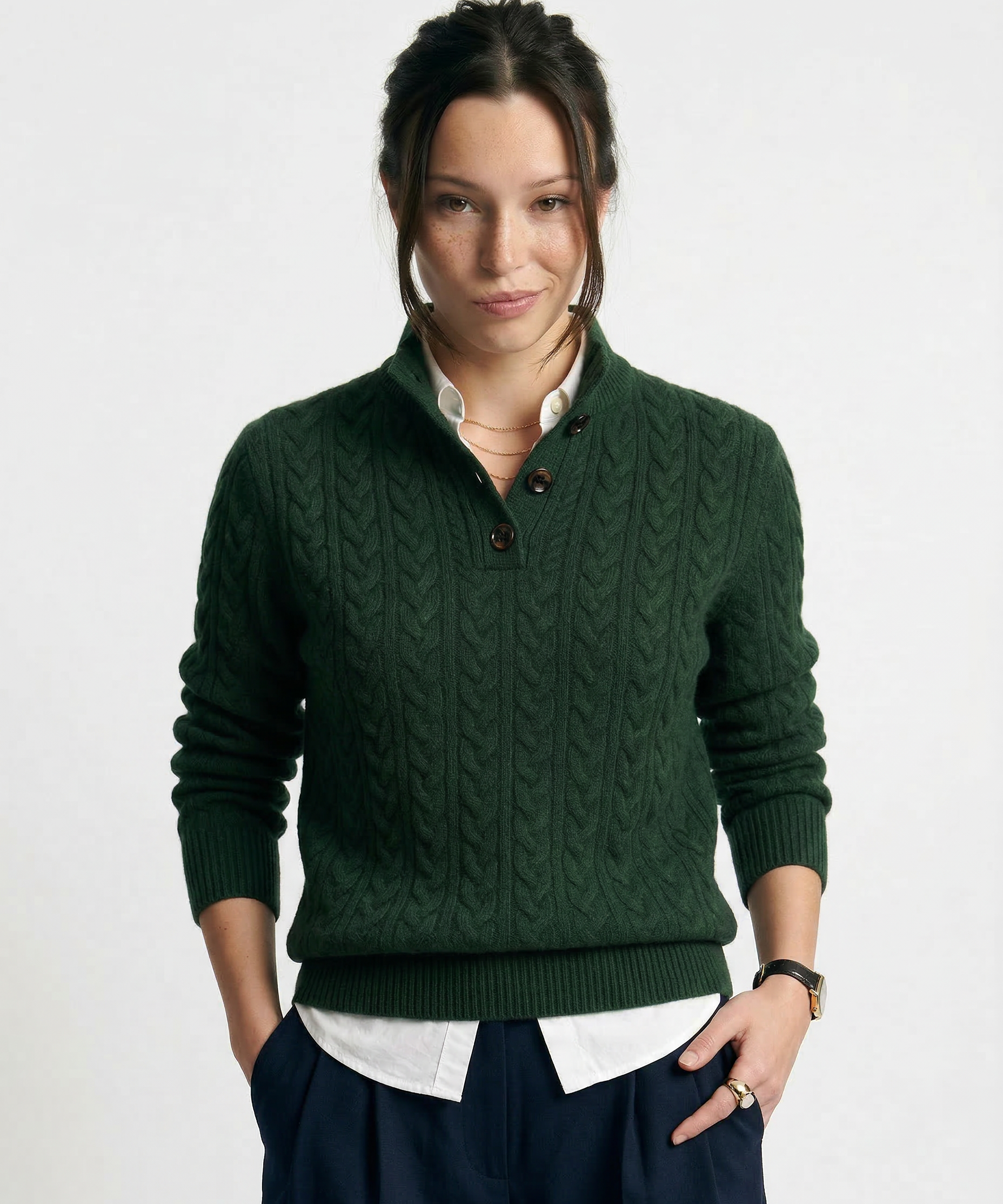 Arden Cashmere Pullover med Knapper