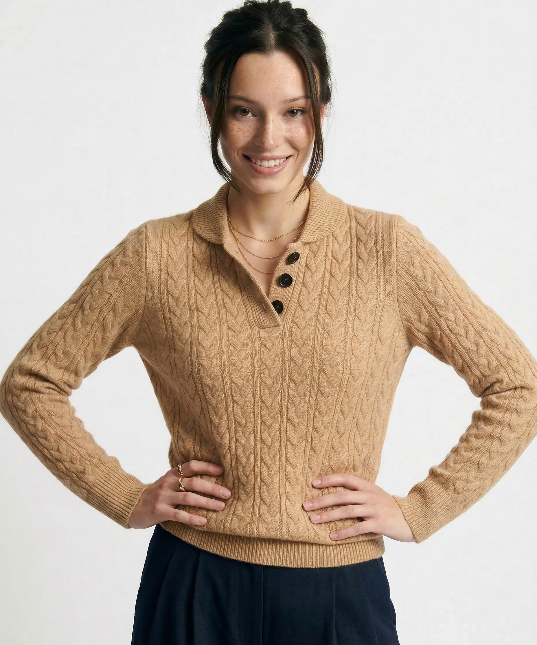 Arden Cashmere Pullover med Knapper