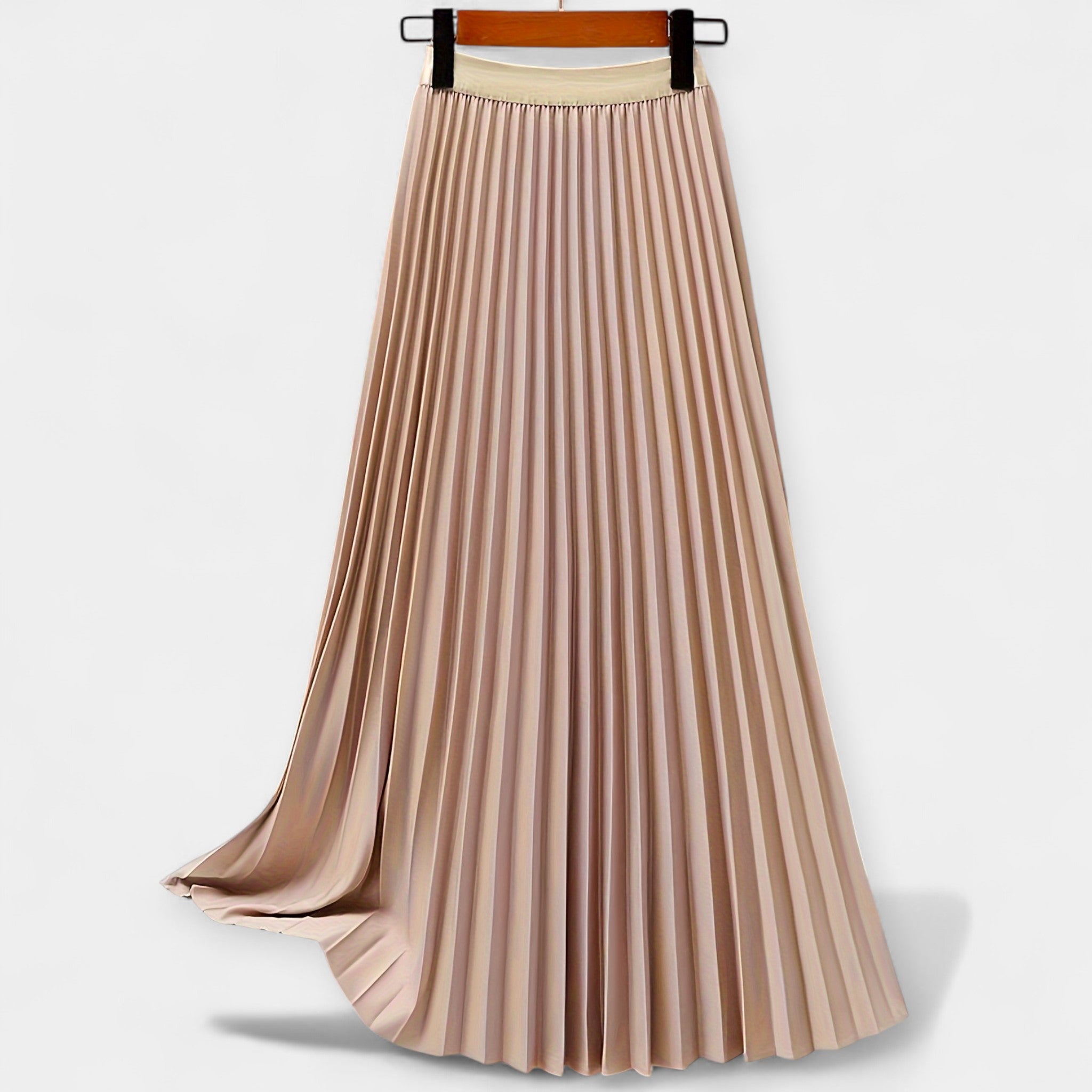 Karolína Elegant Lång Plisserad Satinkjol