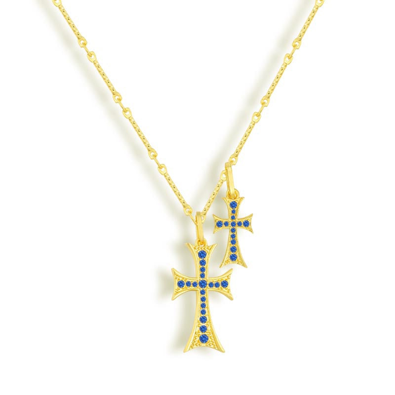 Sára Sofisticat Double Cross Pendant Haute Couture
