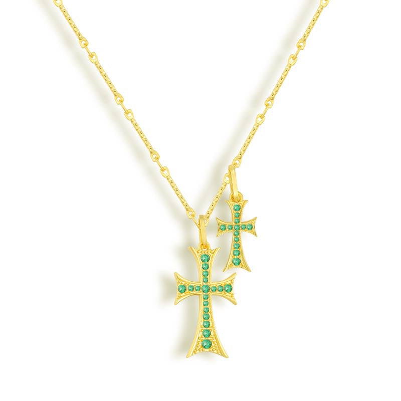 Sára Sofisticat Double Cross Pendant Haute Couture