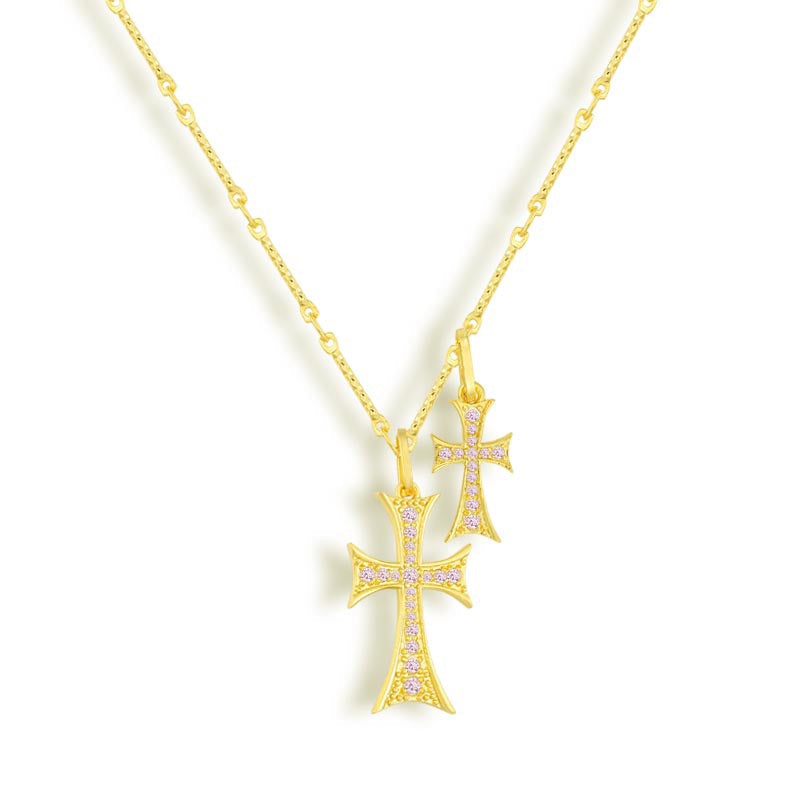Sára Sofisticat Double Cross Pendant Haute Couture