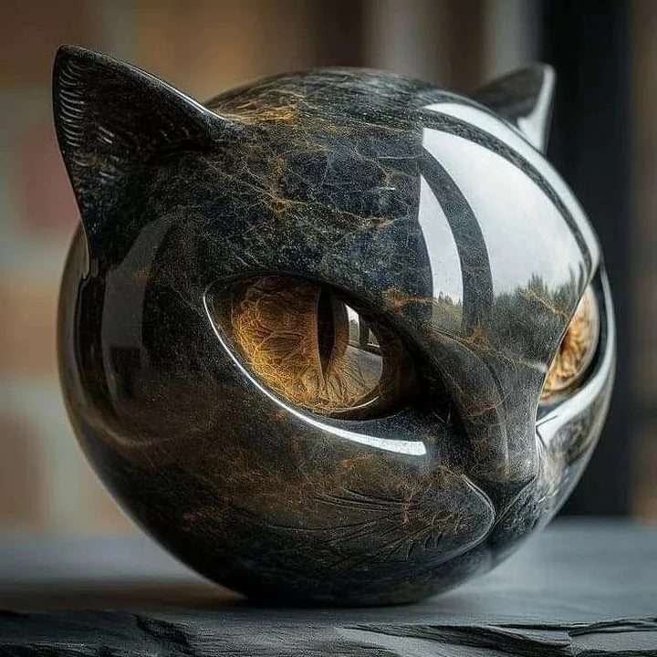 Svart katt - En mystisk skulptur av en katt i svart