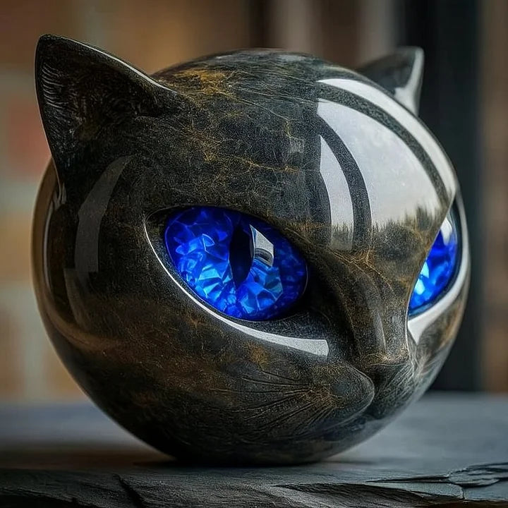 Svart katt - En mystisk skulptur av en katt i svart