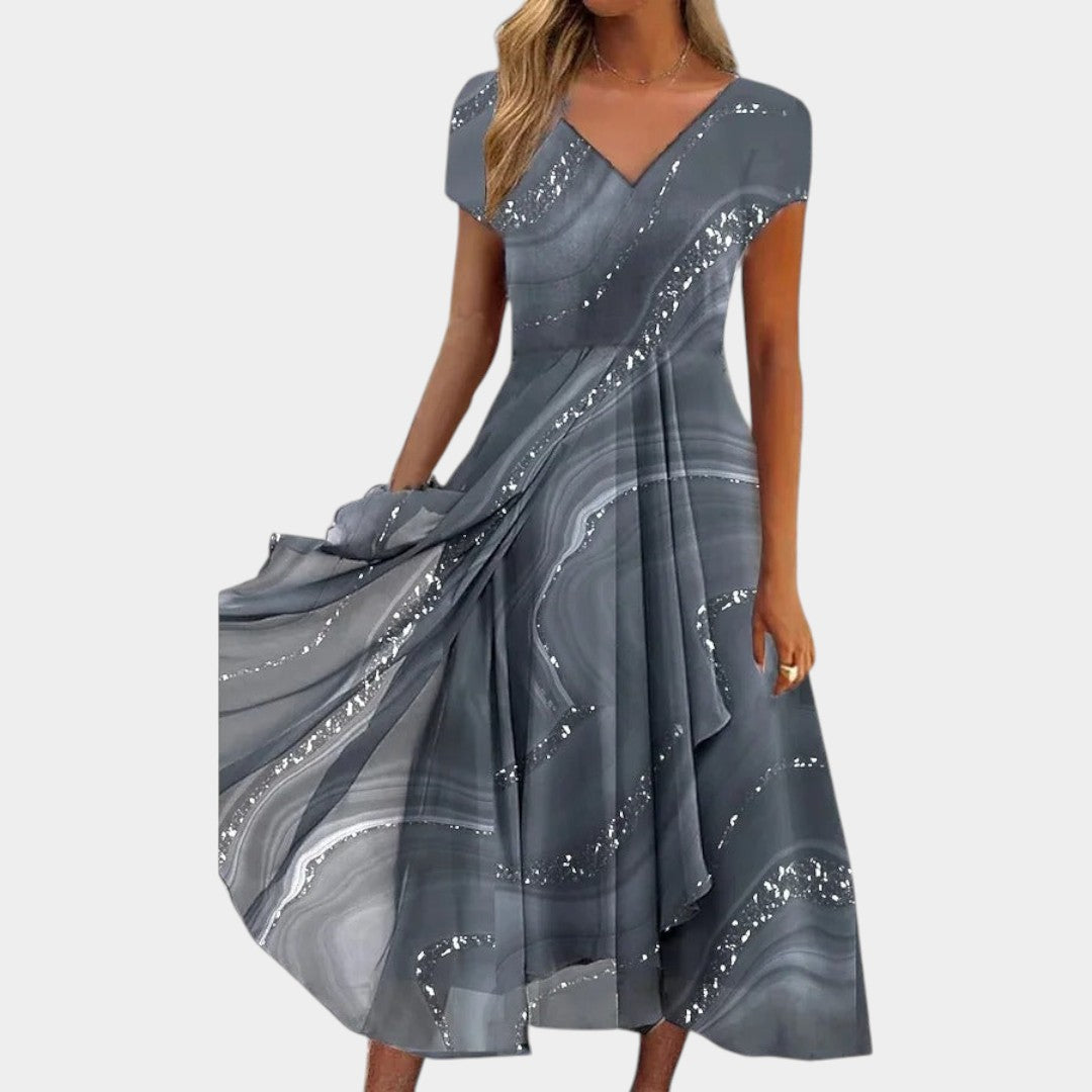 Tereza – Chic Midi Dress with V-Neck
