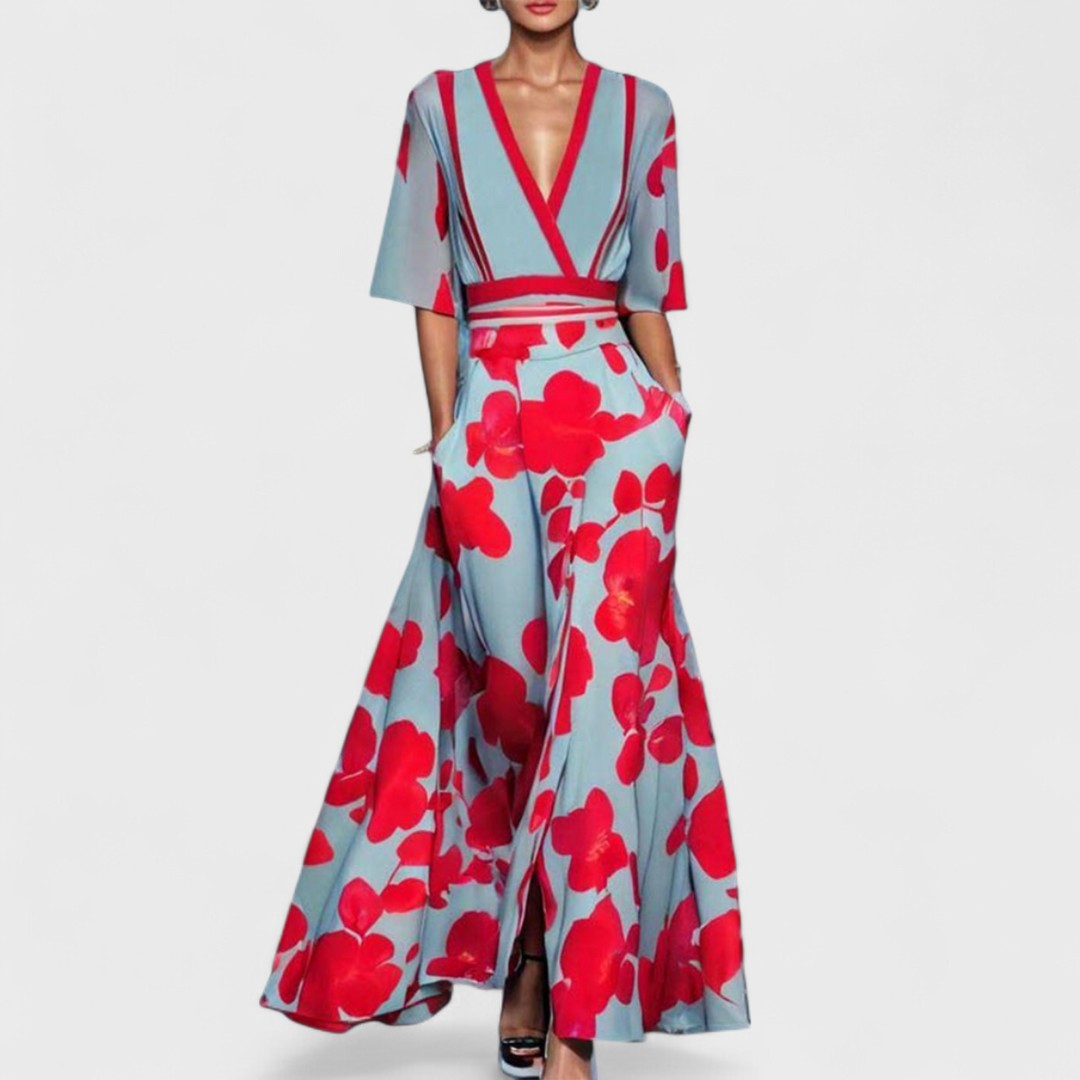 Océane - Elegant Maxiklänning med Blommig Design